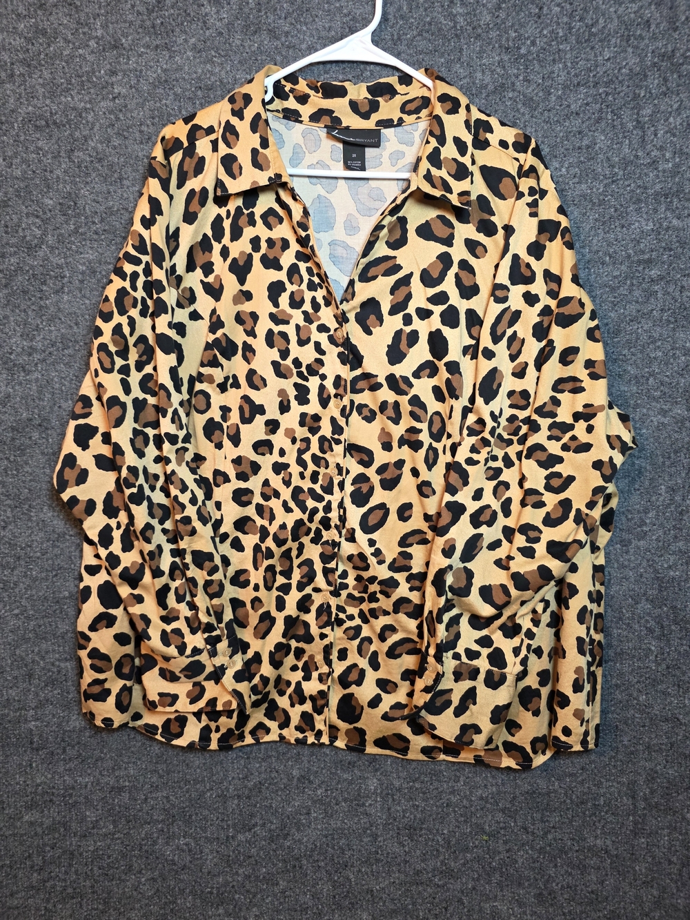 Lane Bryant Leopard Print Cotton Stretch Button Front Shirt Blouse Size 28